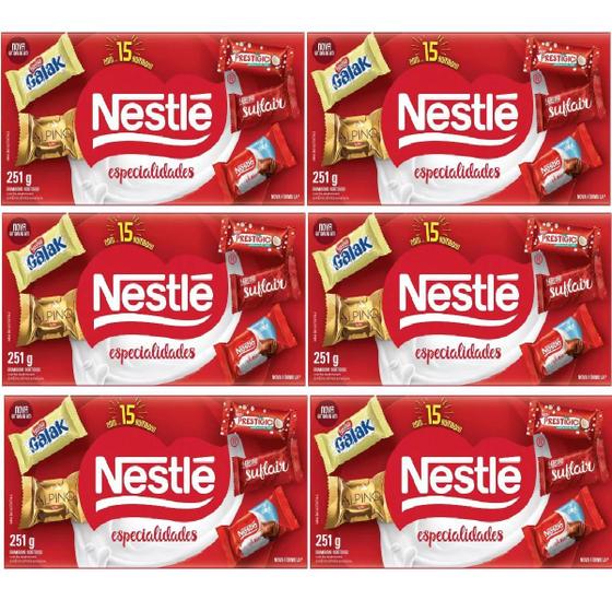 Imagem de Kit 6 Nestle Bombons 251Gr Espec. Cx