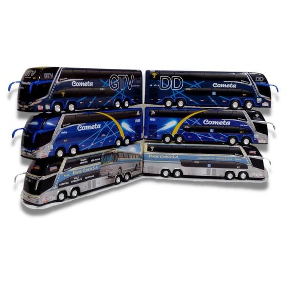 Imagem de Kit 6 Ônibus Miniatura Cometa Coleções + 30Cm