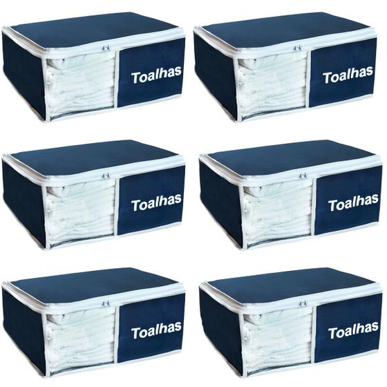 Kit 6 Organizador de Toalhas Azul Marinho 901 Nylon VB HOME Menor preço em Kit 6 Organizador de Toalhas Azul Marinho 901 Nylon VB HOME