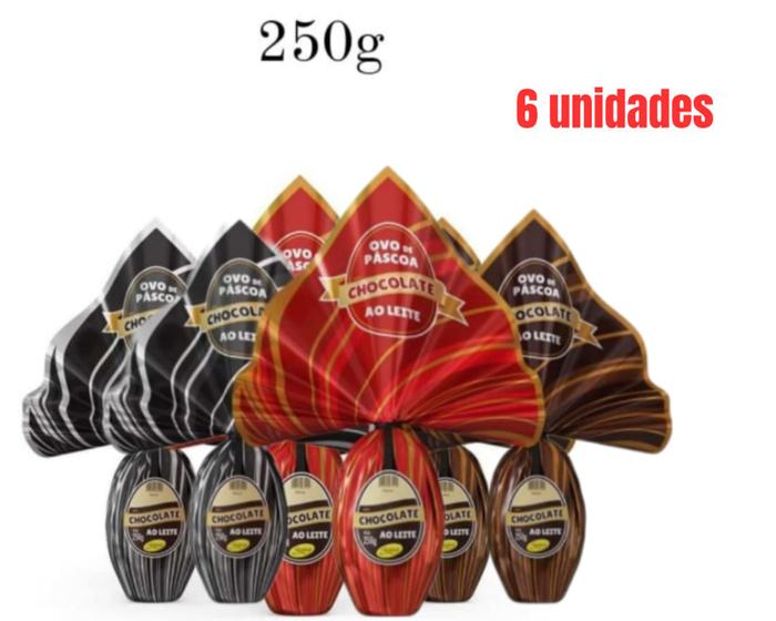 Kit 6 Ovos de Páscoa 250g Chocolate de Qualidade Siareg Menor preço em Kit 6 Ovos de Páscoa 250g Chocolate de Qualidade Siareg