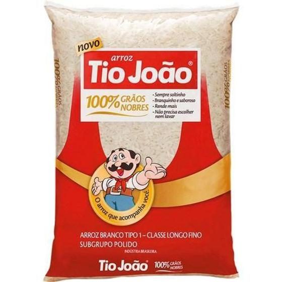 Kit 6 Pacotes De Arroz Branco Tio João Tipo 1 - 1Kg Menor preço em Kit 6 Pacotes De Arroz Branco Tio João Tipo 1 - 1Kg