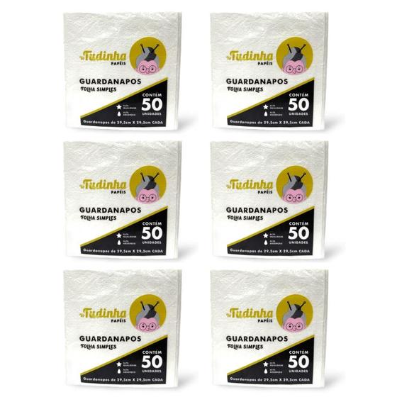 Imagem de Kit 6 Pacotes de Guardanapo 29,5x29,5cm folha simples Vó tudinha com 50 folhas