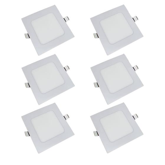 Imagem de KIT 6 Painel Plafon LED 6w Quadrado Embutir Branco Quente Luminária