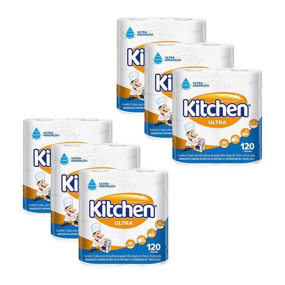 Imagem de Kit 6 Papel Toalha Kitchen Ultra com 120 Folhas cada