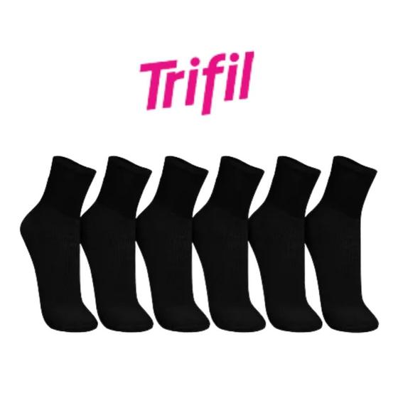 Imagem de Kit 6 Pares De Meia Unissex Feminina E Masculina Original Trifil Algodão Cano Médio