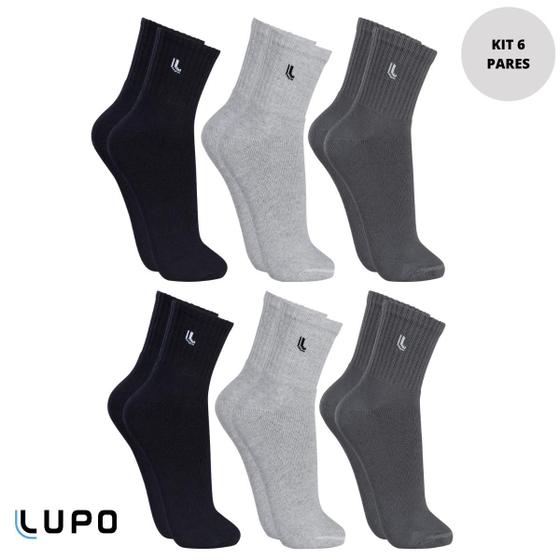 Imagem de Kit 6 Pares Meia Meias Lupo Algodão Cano Médio Longo Alto Masculina Masculino Media Original 3245