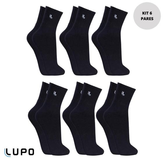 Imagem de Kit 6 Pares Meia Meias Lupo Algodão Cano Médio Longo Alto Masculina Masculino Media Original 3245