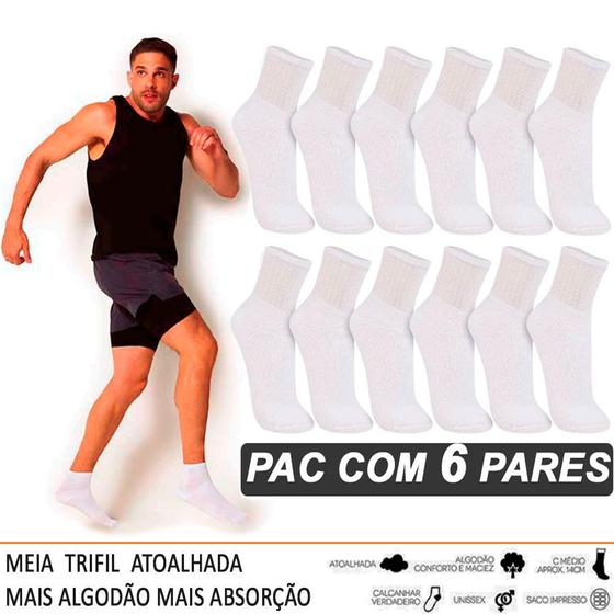 Imagem de Kit 6 Pares Meia Trifil Grossa Algodão Masculina E Feminina