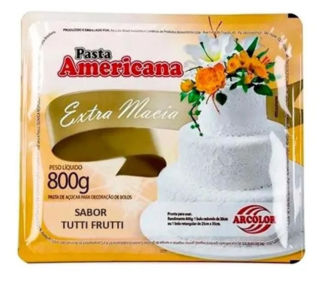 Imagem de Kit 6 Pasta Americana Tutti Frutti Branca Arcolor 800gr