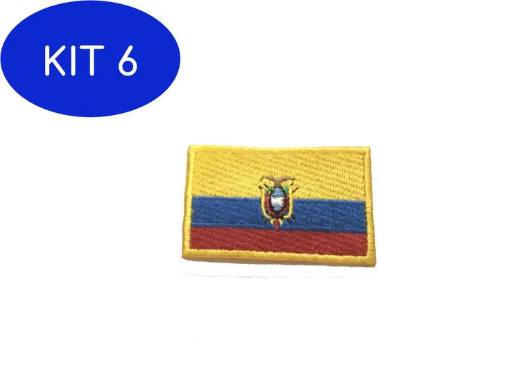 Imagem de Kit 6 Patche aplique bordado da bandeira do Equador