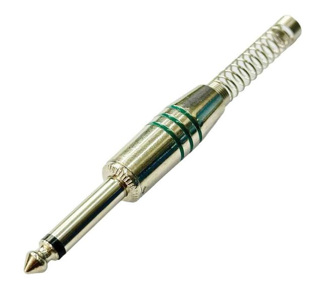 Imagem de Kit 6 pçs - plug p10 mono - prata e verde - com mola