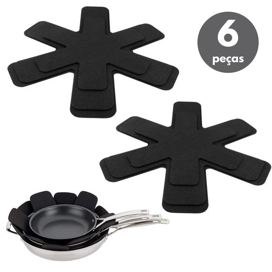 Imagem de Kit 6 Pçs Protetor Panela Frigideira Travessas Anti Risco p Guardar Empilhado e não riscar Feltro