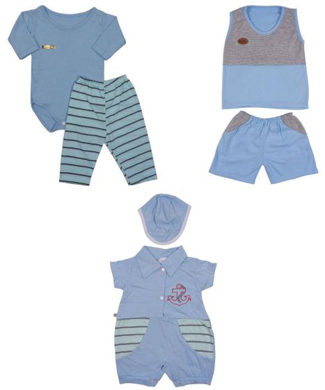 Imagem de Kit 6 Peças Camiseta Macacão Body Calça Recém-nascido Menino