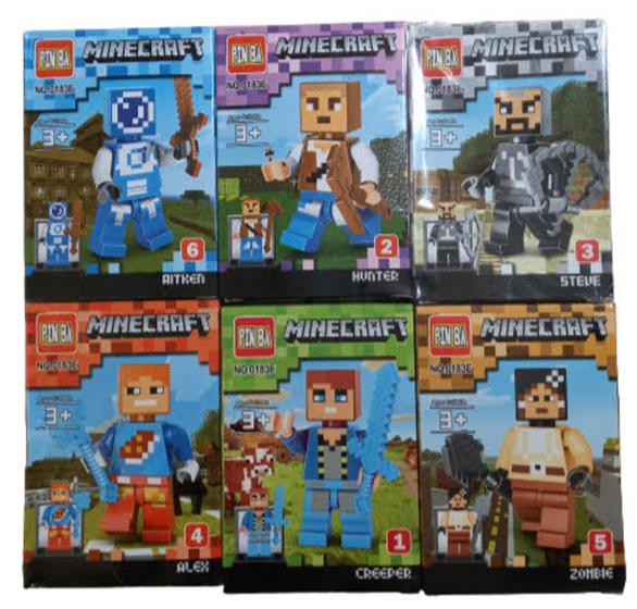 Kit 6 Peças De Bonecos Lego Minecraft Kit de Montar - Brinquedos de ...