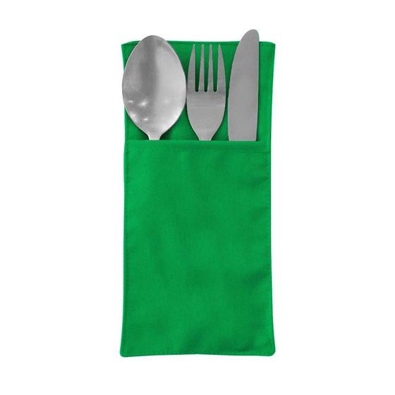 Imagem de Kit 6 Peças Porta Descanso Talheres Tecido Oxford Liso Verde Bandeira para Mesa Posta