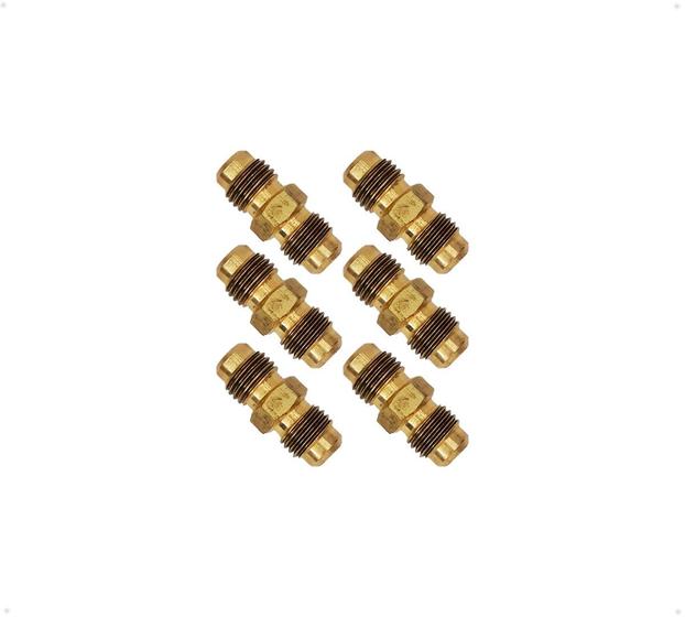 Imagem de Kit 6 peças - União Regular 1/4" SAE macho x 1/4" SAE macho