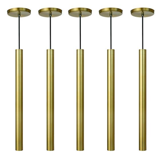 Imagem de Kit 6 Pendente Luminária Tubo Dourado 50 Cm