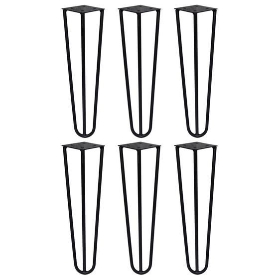 Imagem de Kit 6 Pés de Metal 30 CM Hairpin Legs Mesa de Canto Rack e Puffs Preto G41
