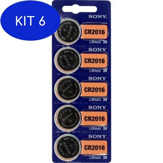 Kit 6 Pilha Botao 3V Litio Cr2016 Sony Cartela Com 5 Pilhas - Pilhas ...