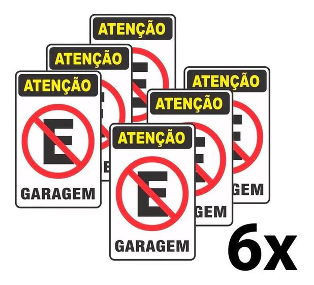 Imagem de Kit 6 Placa Pvc Proibido Estacionar Garagem Auto-adesiva