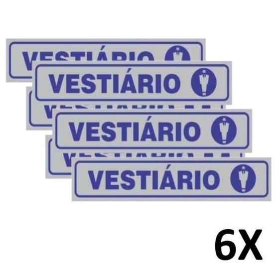 Imagem de Kit 6 Placa Sinalização Portas Vestiário Masculino 25Cmx5Cm