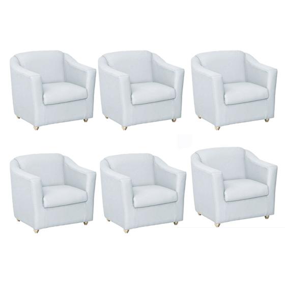 Imagem de Kit 6 Poltronas Decorativa Bia Matérial Sintético Branco - TWdecora