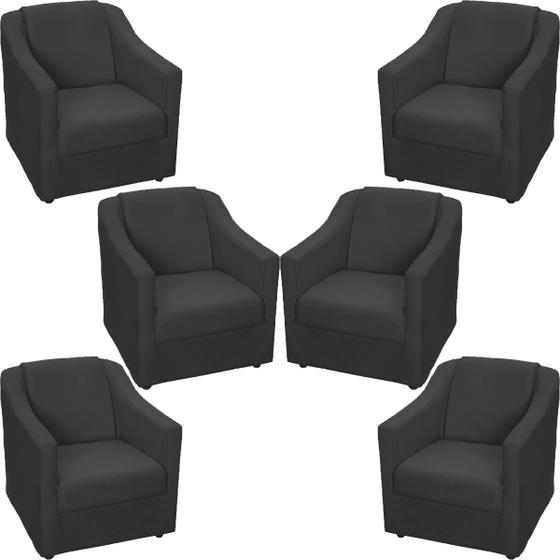 Imagem de Kit 6 Poltronas Decorativas para Sala, Recepção e Manicure Suede Cores Pé Cromado  