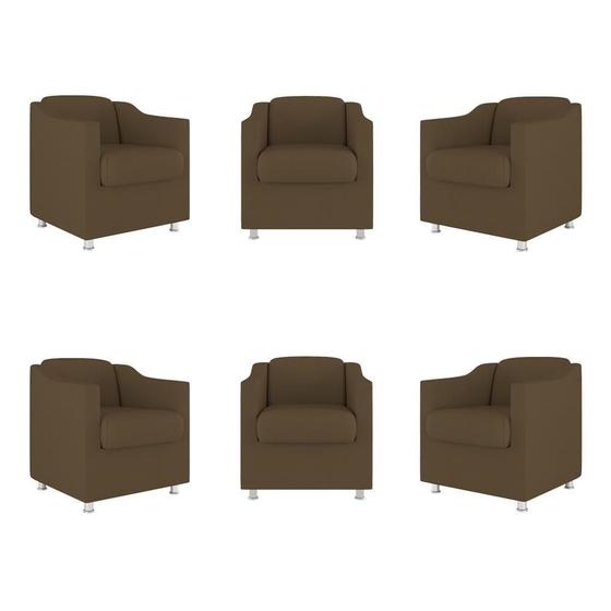 Imagem de Kit 6 Poltronas Decorativas Reforçada Consultório Sala Suede