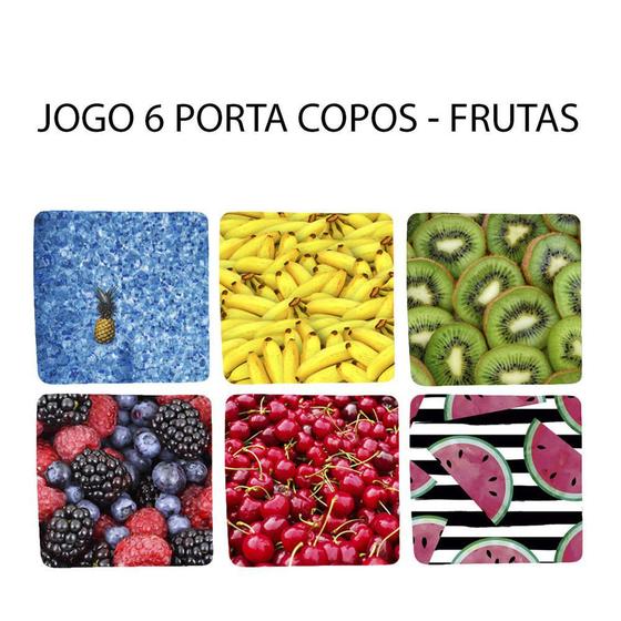 Imagem de Kit 6 Porta Copos com as Estampas Vibrantes de Frutas Florais Quadrado