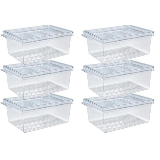 Imagem de Kit 6 Pote Organizador Multiuso P 0,6L Transparente Plástico Cozinha Geladeira