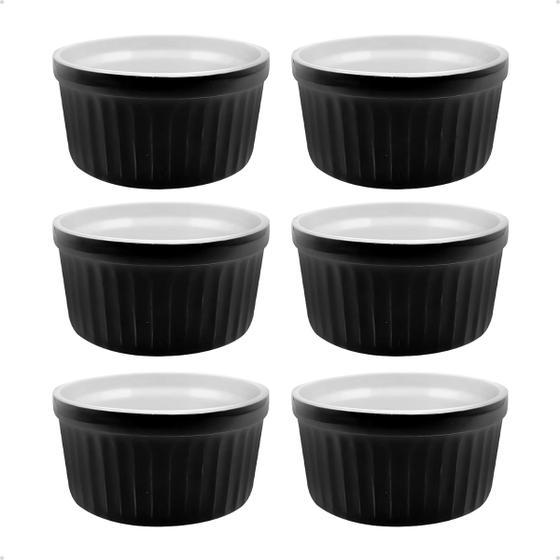 Imagem de Kit 6 Pote Porcelana Canelada Ramekins 135ml  Culinária Petiscos Gratinados 