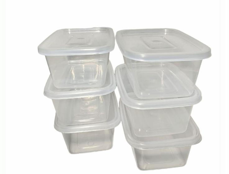 Imagem de Kit 6 Potes 550 ml Transparentes BPA Free Organizador de Alimentos Marmita Fitness