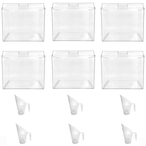Imagem de Kit 6 Potes Acrílico Quadrado com Tampa 3,3l+ Conchas 100ml
