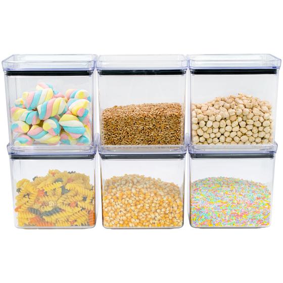 Imagem de Kit 6 Potes Hermético Com Tampa Empilhável 1300ml Acrílico