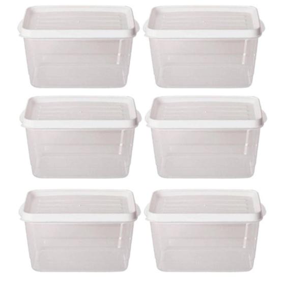 Imagem de Kit 6 Potes Para Alimentos Retangular 20x13,5x12 Cm 2.400 ML