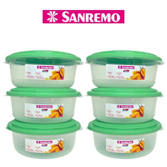 Imagem de Kit 6 Potes Redondo 1300ml Plástico Médio Organizador de Alimentos Cozinha Sanremo - VERDE