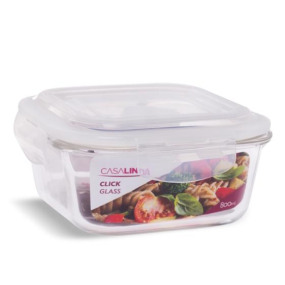 Kit 6 Potes Vidro Hermético Trava Quadrado 800ml Marmita Menor preço em Kit 6 Potes Vidro Hermético Trava Quadrado 800ml Marmita