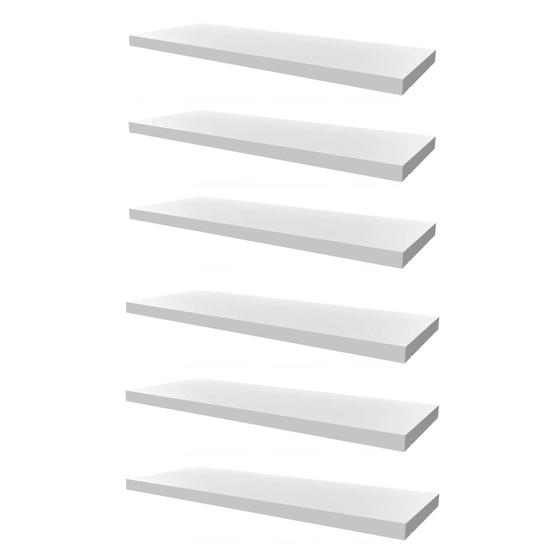 Imagem de Kit 6 Prateleiras 50X25 Flutuantes Mdf 15Mm Branco Decoração