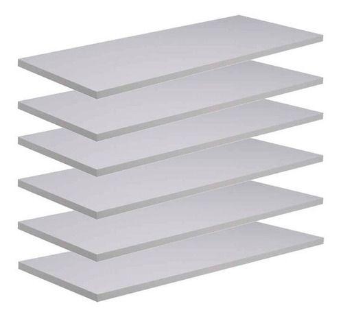 Imagem de Kit 6 Prateleiras Mdf 55x15cm Branco Nicho Livros Revista