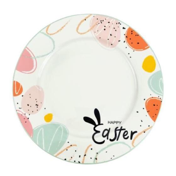 Imagem de Kit 6 Prato Raso Coelho Happy Easter 27Cm Mesa Posta Páscoa