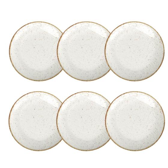 Imagem de Kit 6 Pratos 25 cm Raso Porcelana Rustica Decorada Reforçada Tramontina Mesa Jantar Almoço Familia