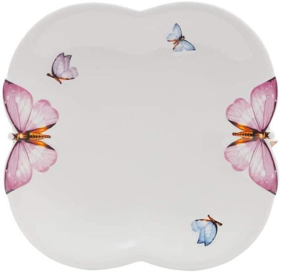 Imagem de Kit 6 Pratos De Sobremesa Wolff Porcelana Borboletas 19Cm