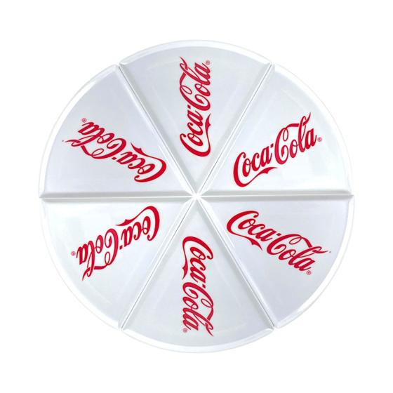 Imagem de Kit 6 Pratos Pizza Coca Cola De Melamina 22cm - Branco