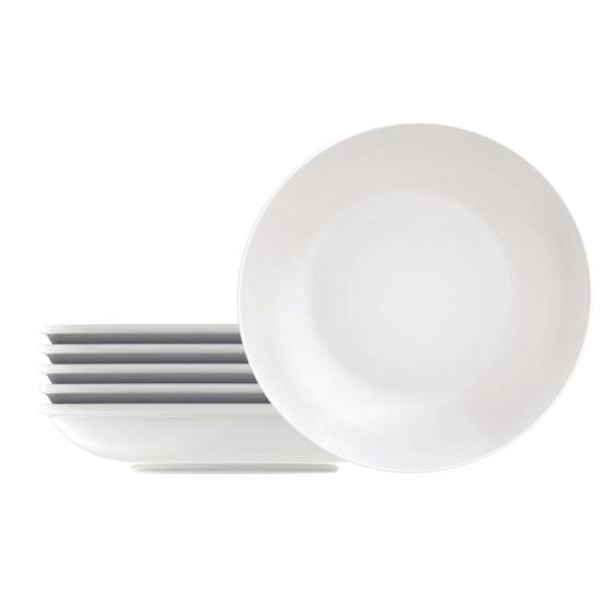 Imagem de Kit 6 Pratos Porcelana Branco Fundo Sopa Tramontina 21Cm