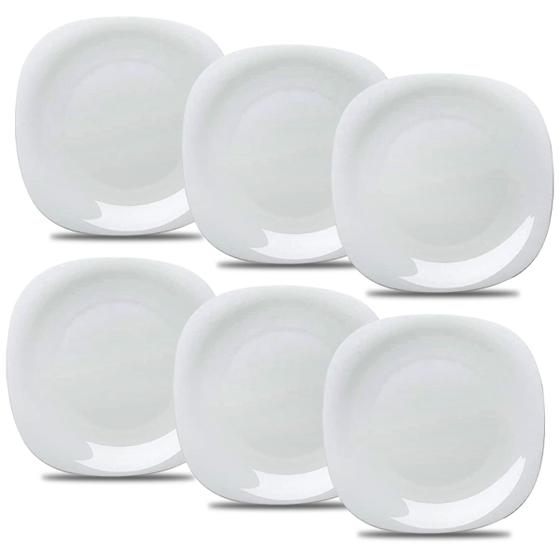 Kit 6 pratos raso 27 cm branco - bormioli Menor preço em Kit 6 pratos raso 27 cm branco - bormioli