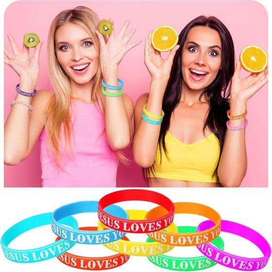 Imagem de Kit 6 Pulseiras Da Amizade De Silicones Colorida Com Mensagens Diversão com as Amigas Friendship Bracelet