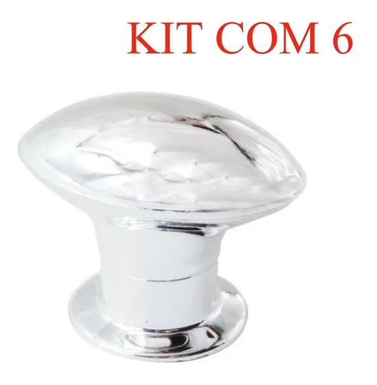 Imagem de Kit 6 puxador oval 038mm (610) prata