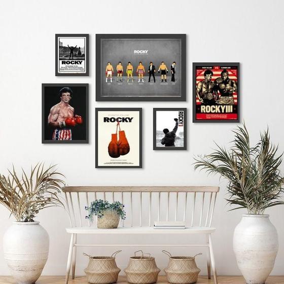 Imagem de Kit 6 Quadros Decorativos Rocky Balboa - Madeira Branca