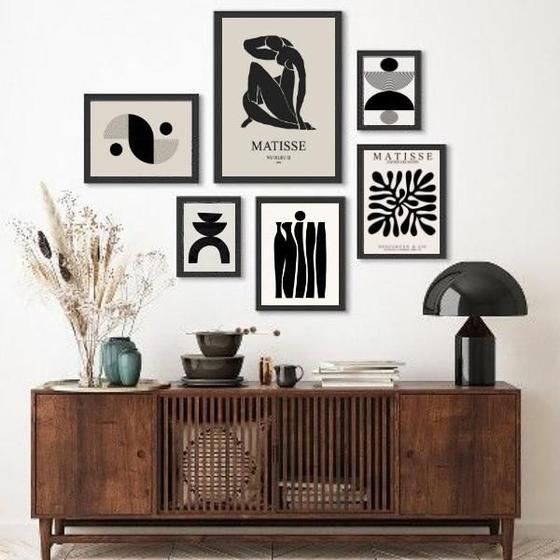 Imagem de Kit 6 Quadros Minimalistas Arte Moderna - com Vidro