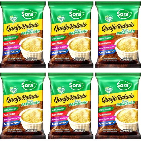 Kit 6 Queijo Ralado Parmesão Vegetal Sora 50g - Vegano Menor preço em Kit 6 Queijo Ralado Parmesão Vegetal Sora 50g - Vegano
